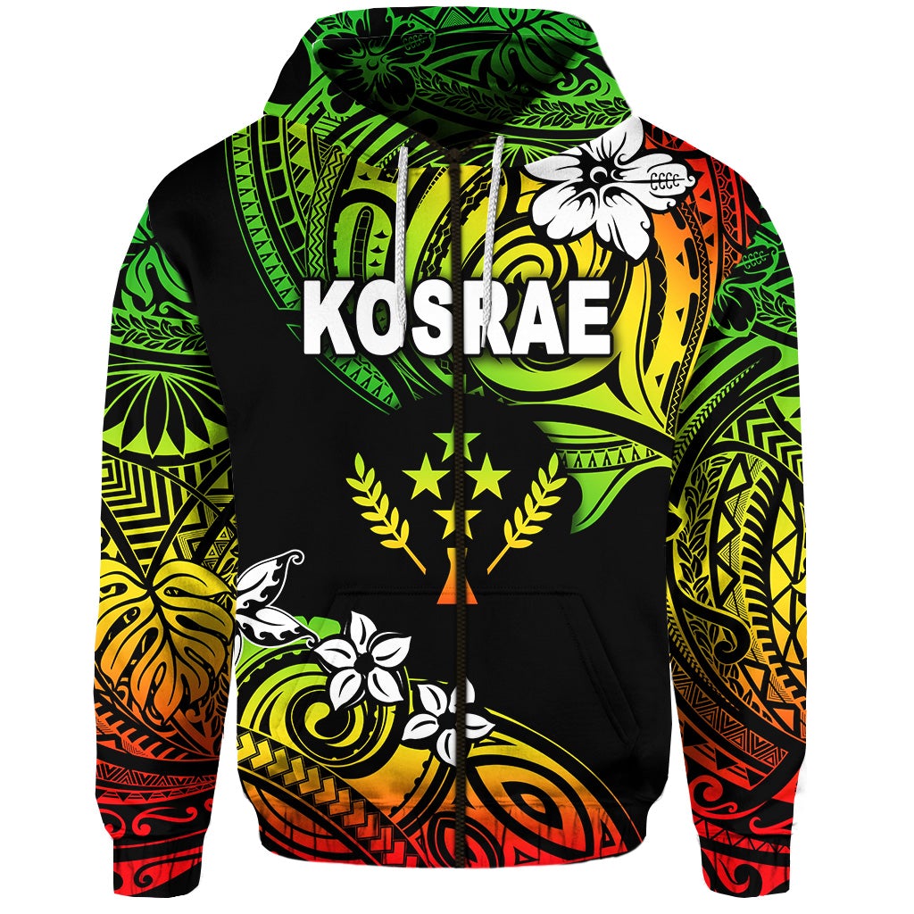 FSM Kosrae Zip Hoodie Unique Vibes Reggae LT8 - Wonder Print Shop