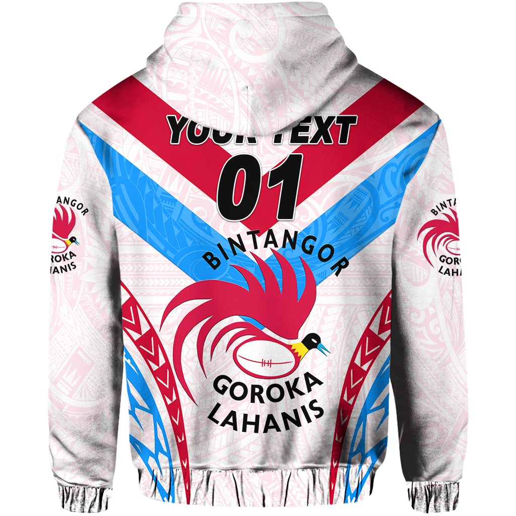 Custom Papua New Guinea Bintangor Goroka Lahanis Zip Hoodie Rugby Original Style White, Custom Text And Number LT8 - Wonder Print Shop