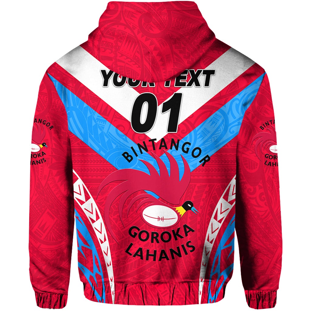 Custom Papua New Guinea Bintangor Goroka Lahanis Zip Hoodie Rugby Original Style Red, Custom Text And Number LT8 - Wonder Print Shop
