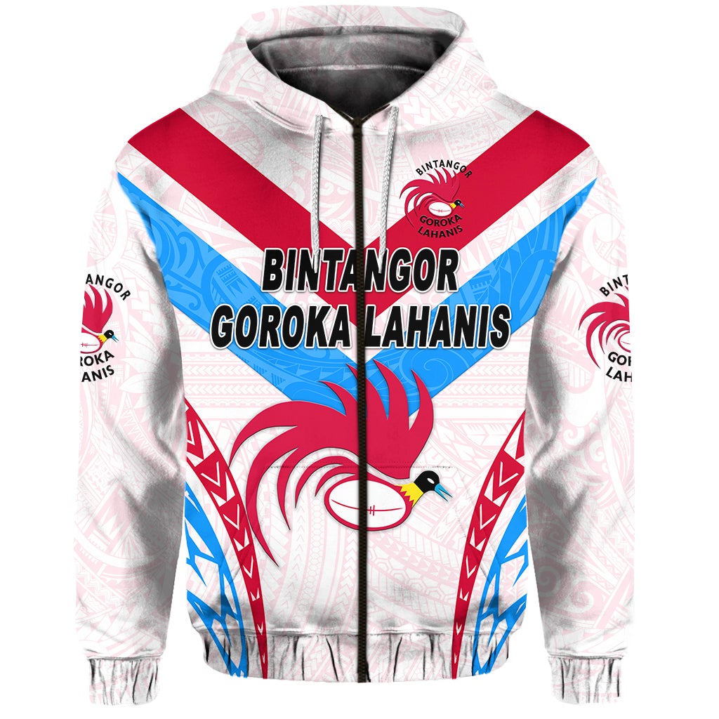 Custom Papua New Guinea Bintangor Goroka Lahanis Zip Hoodie Rugby Original Style White, Custom Text And Number LT8 - Wonder Print Shop