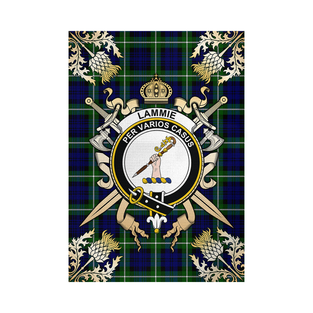 scottish-lammie-clan-crest-gold-courage-sword-tartan-garden-flag