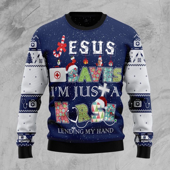 Nurse Life Jesus Ugly Christmas Sweater - Wonder Print Shop