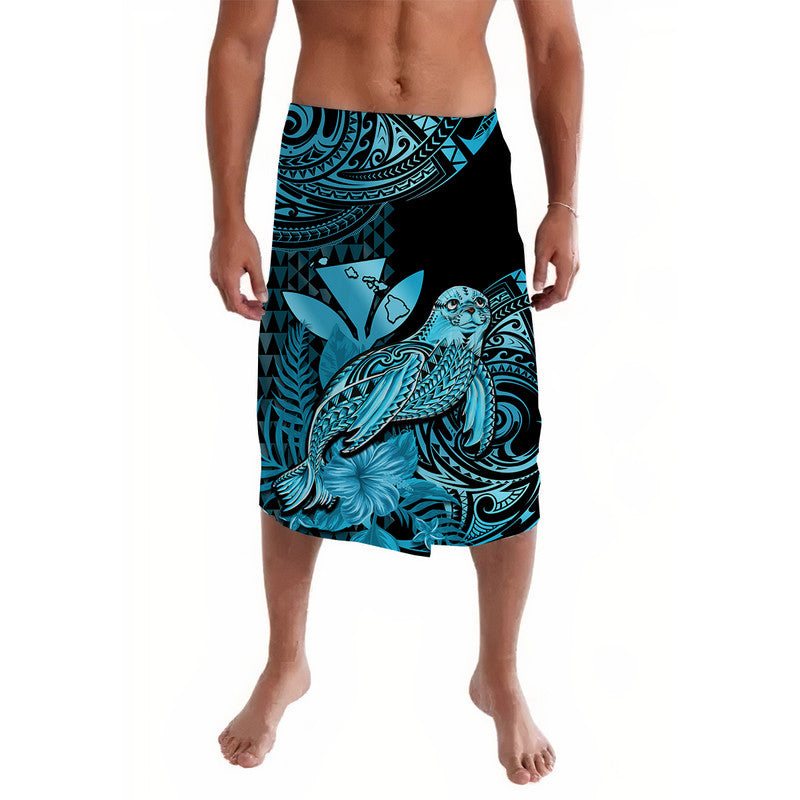 Hawaii Monk Seal Lavalava Polynesian Kakau With Kanaka Turquoise - Wonder Print Shop