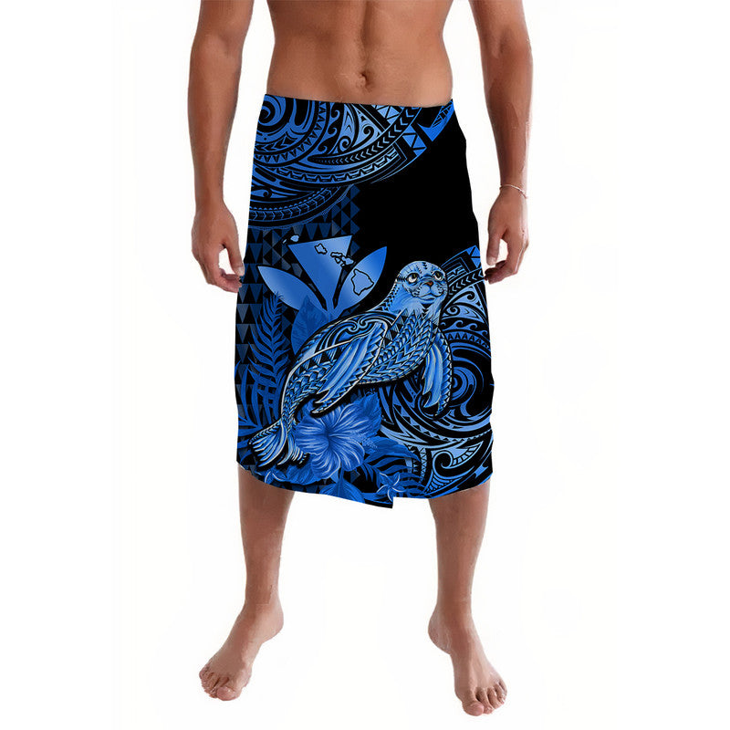 Hawaii Monk Seal Lavalava Polynesian Kakau With Kanaka Blue - Wonder Print Shop