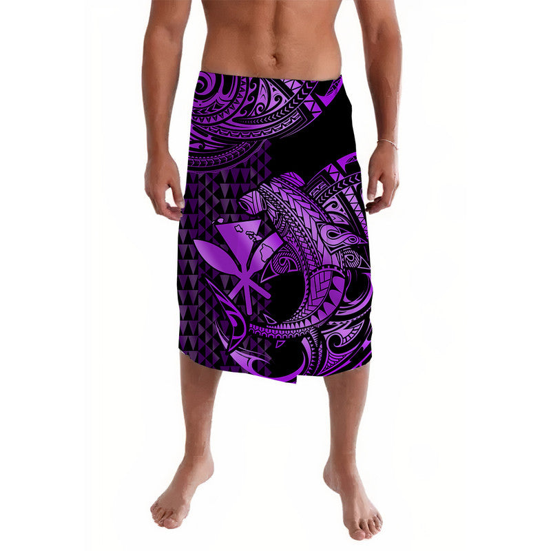 Hawaii Hammerhead Shark Lavalava Polynesian Kakau With Kanaka Purple - Wonder Print Shop