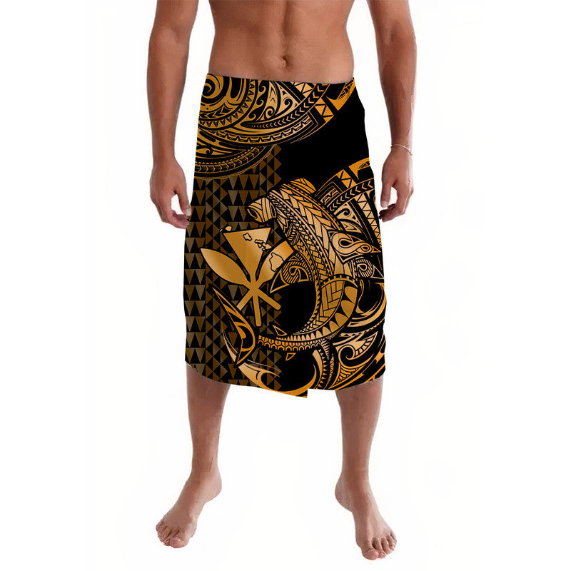 Hawaii Hammerhead Shark Lavalava Polynesian Kakau With Kanaka Gold - Wonder Print Shop