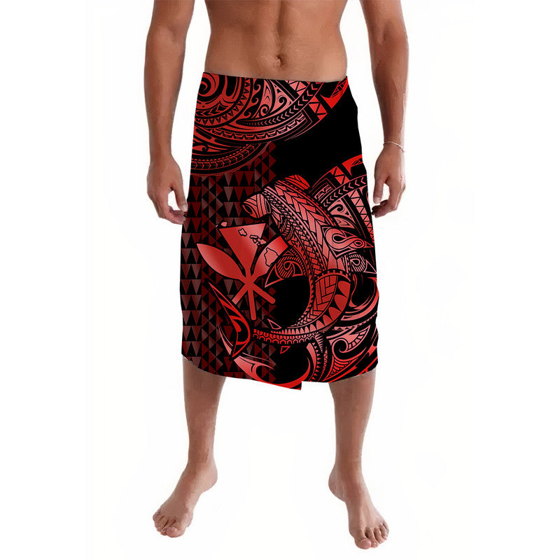 Hawaii Hammerhead Shark Lavalava Polynesian Kakau With Kanaka Red - Wonder Print Shop