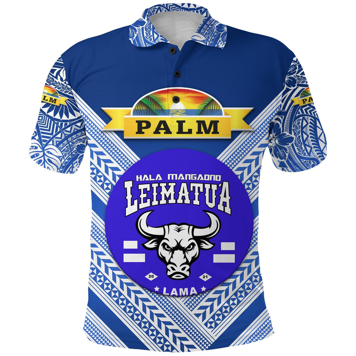 Custom Mate Maa Tonga Polo Shirt Leimatua Bulls Creative Style Blue NO.1, Custom Text And Number LT8 - Wonder Print Shop