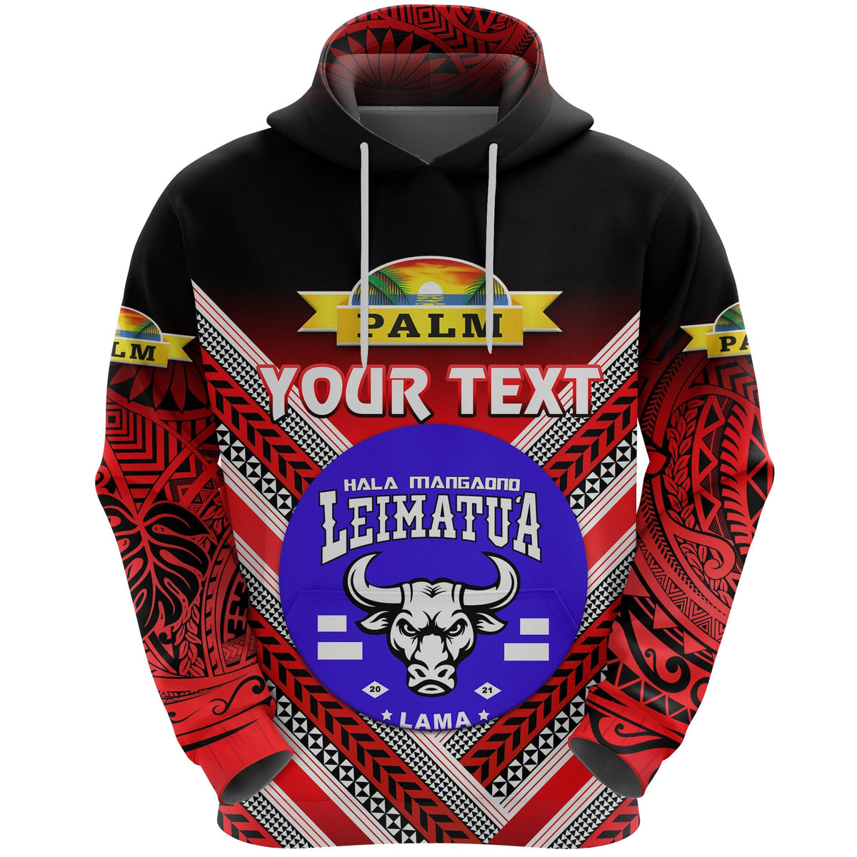 Custom Mate Maa Tonga Hoodie Leimatua Bulls Creative Style Red NO.1 LT8 - Wonder Print Shop