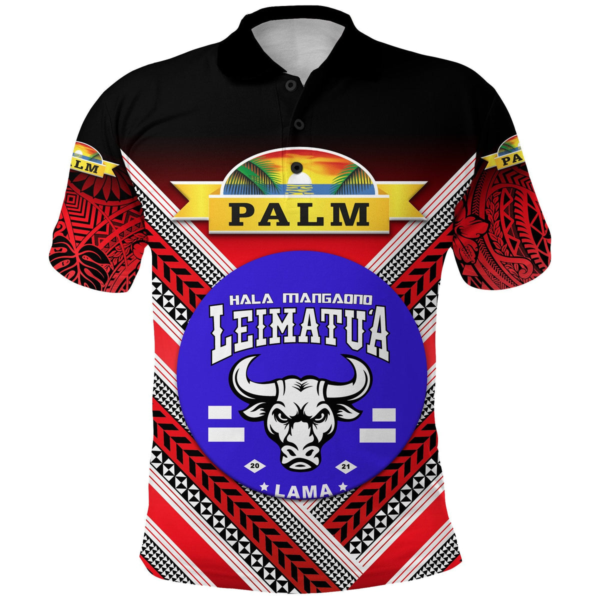 Custom Mate Maa Tonga Polo Shirt Leimatua Bulls Creative Style Red NO.1, Custom Text And Number LT8 - Wonder Print Shop