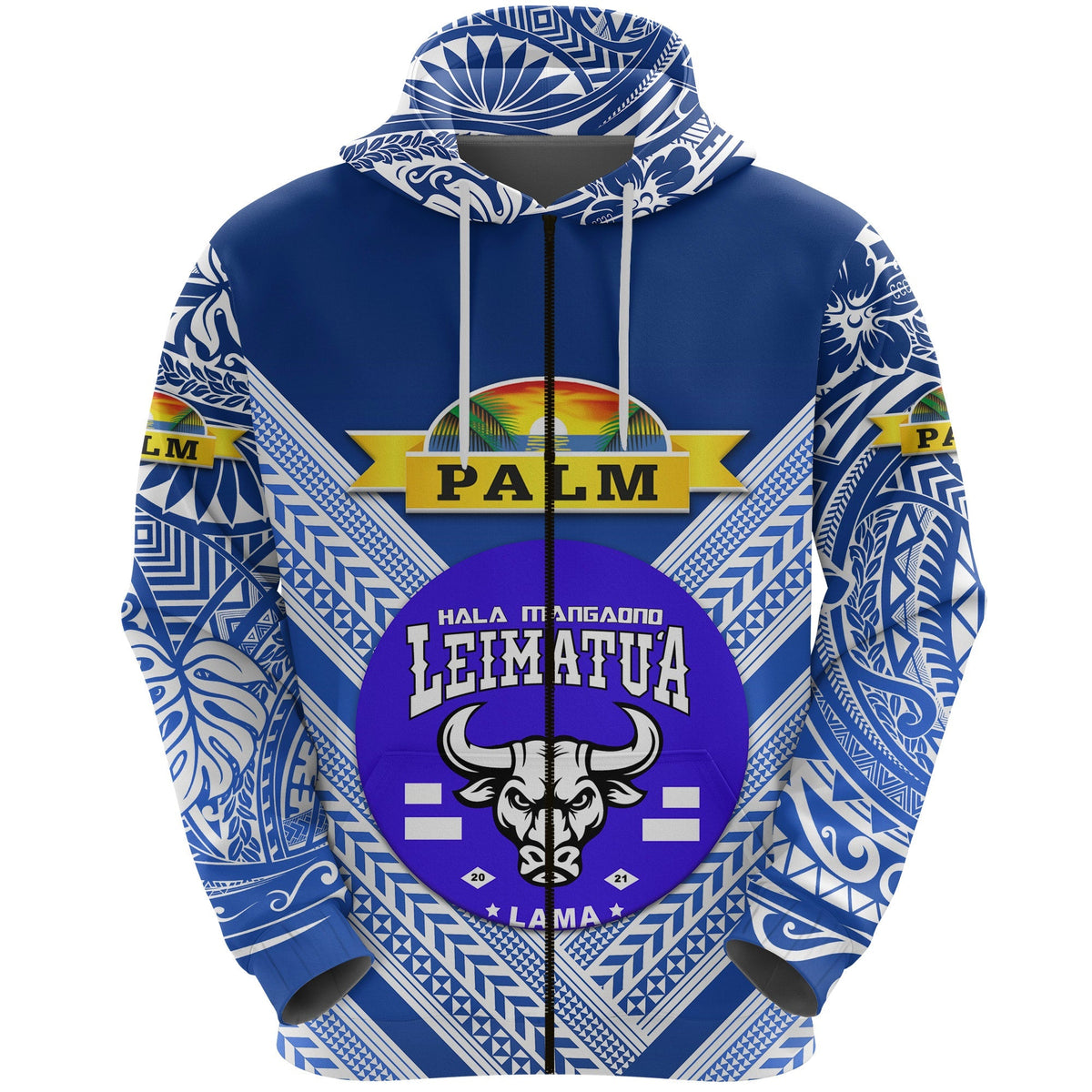 Custom Mate Maa Tonga Zip Hoodie Leimatua Bulls Creative Style Blue NO.1, Custom Text And Number LT8 - Wonder Print Shop
