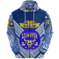 Custom Mate Maa Tonga Zip Hoodie Leimatua Bulls Creative Style Blue NO.1, Custom Text And Number LT8 - Wonder Print Shop