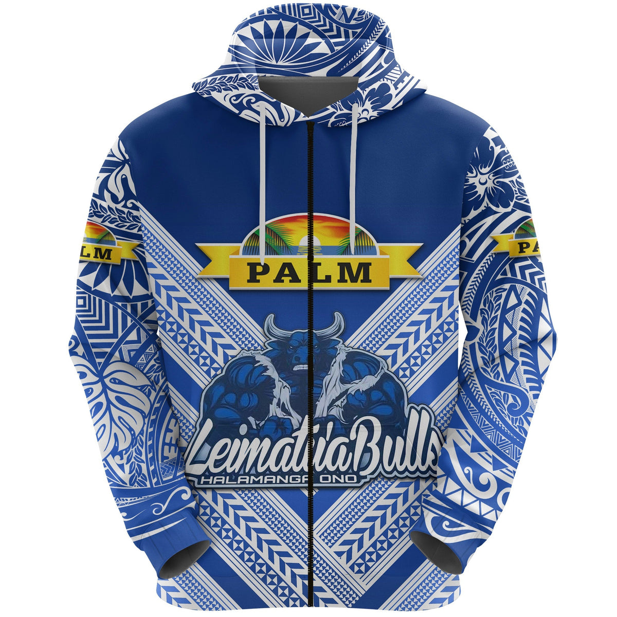 Custom Mate Maa Tonga Zip Hoodie Leimatua Bulls Creative Style Blue, Custom Text And Number LT8 - Wonder Print Shop