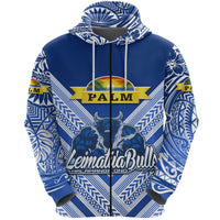 Custom Mate Maa Tonga Zip Hoodie Leimatua Bulls Creative Style Blue, Custom Text And Number LT8 - Wonder Print Shop