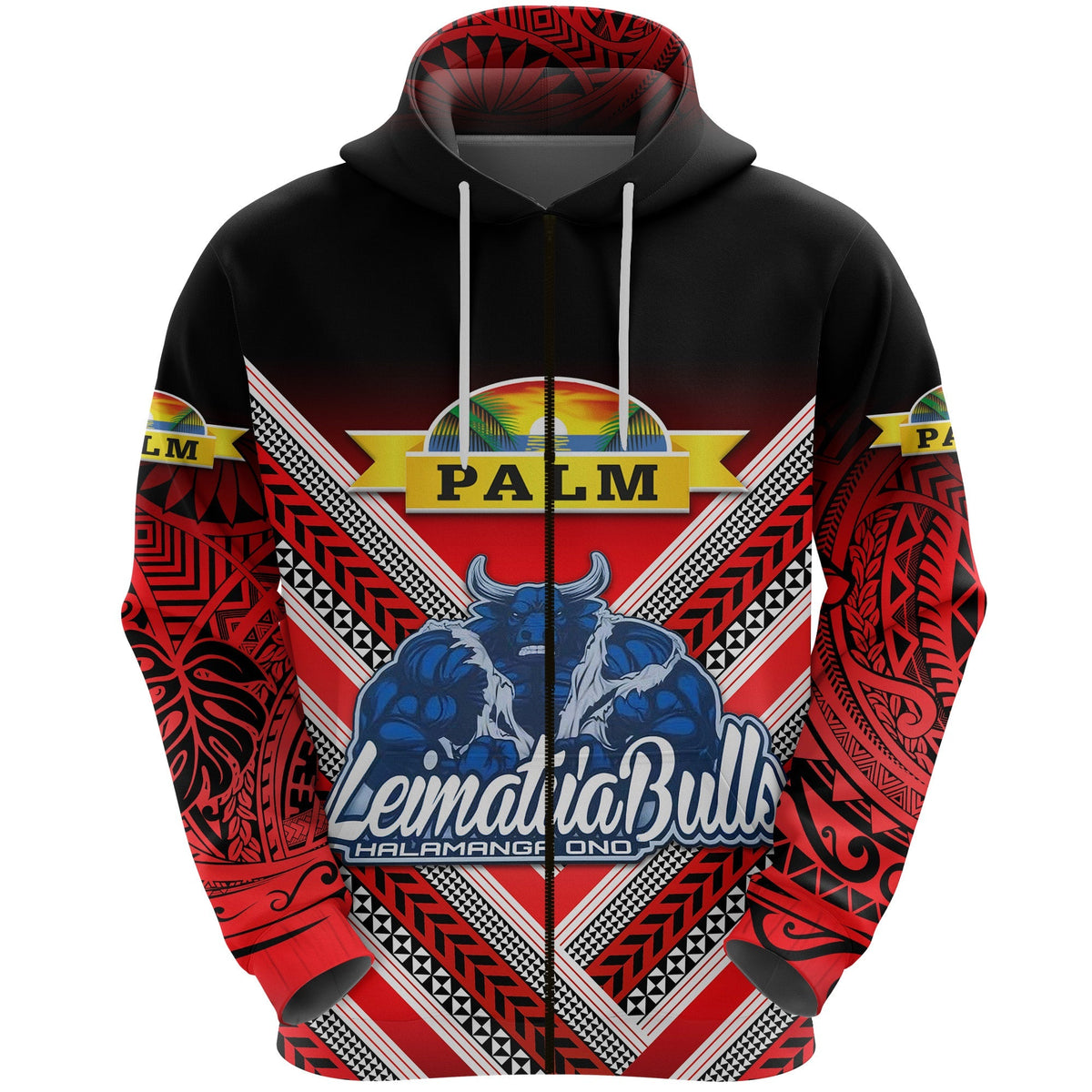 Custom Mate Maa Tonga Zip Hoodie Leimatua Bulls Creative Style Red, Custom Text And Number LT8 - Wonder Print Shop