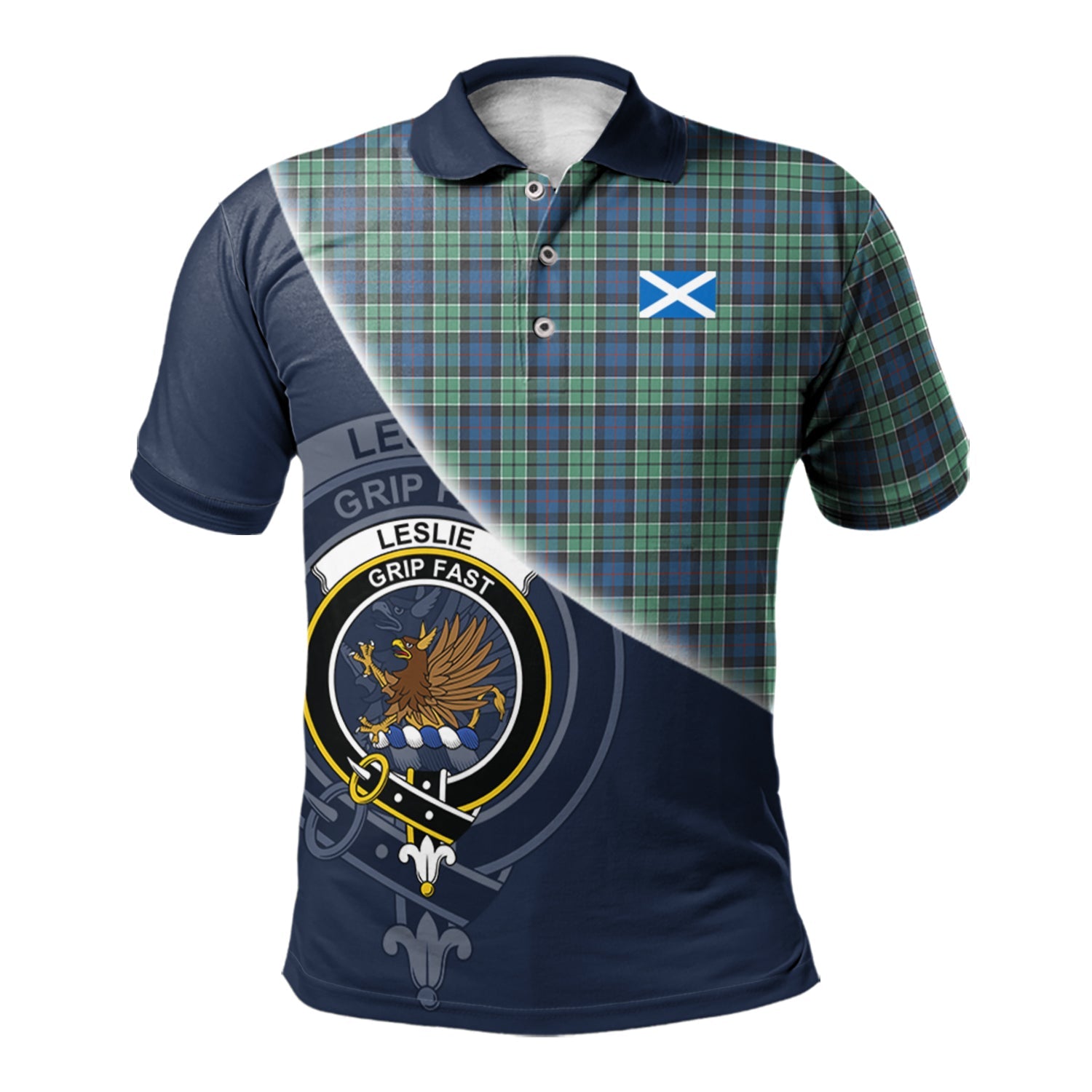 scottish-leslie-hunting-ancient-clan-crest-tartan-scotland-flag-half-style-polo-shirt
