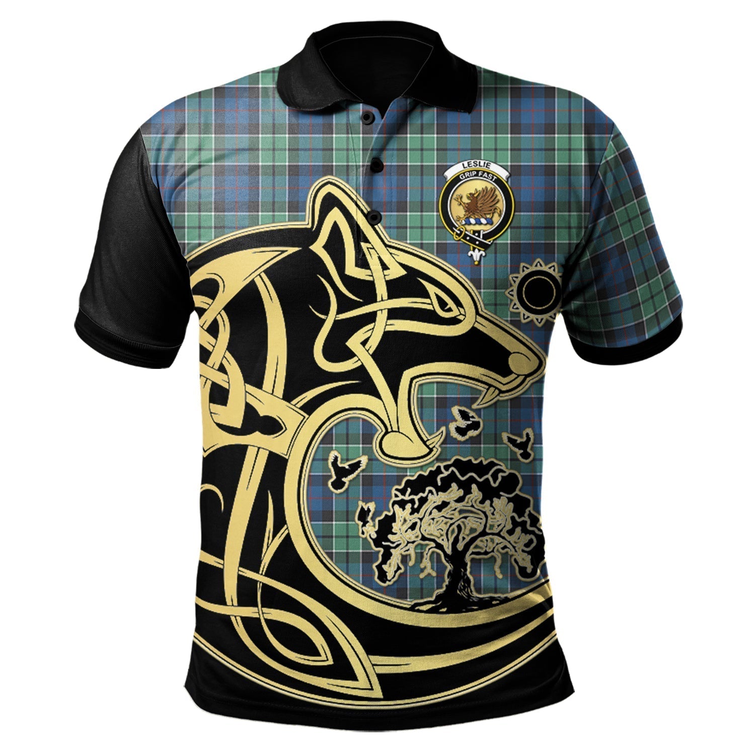 scottish-leslie-hunting-ancient-clan-crest-tartan-celtic-wolf-style-polo-shirt