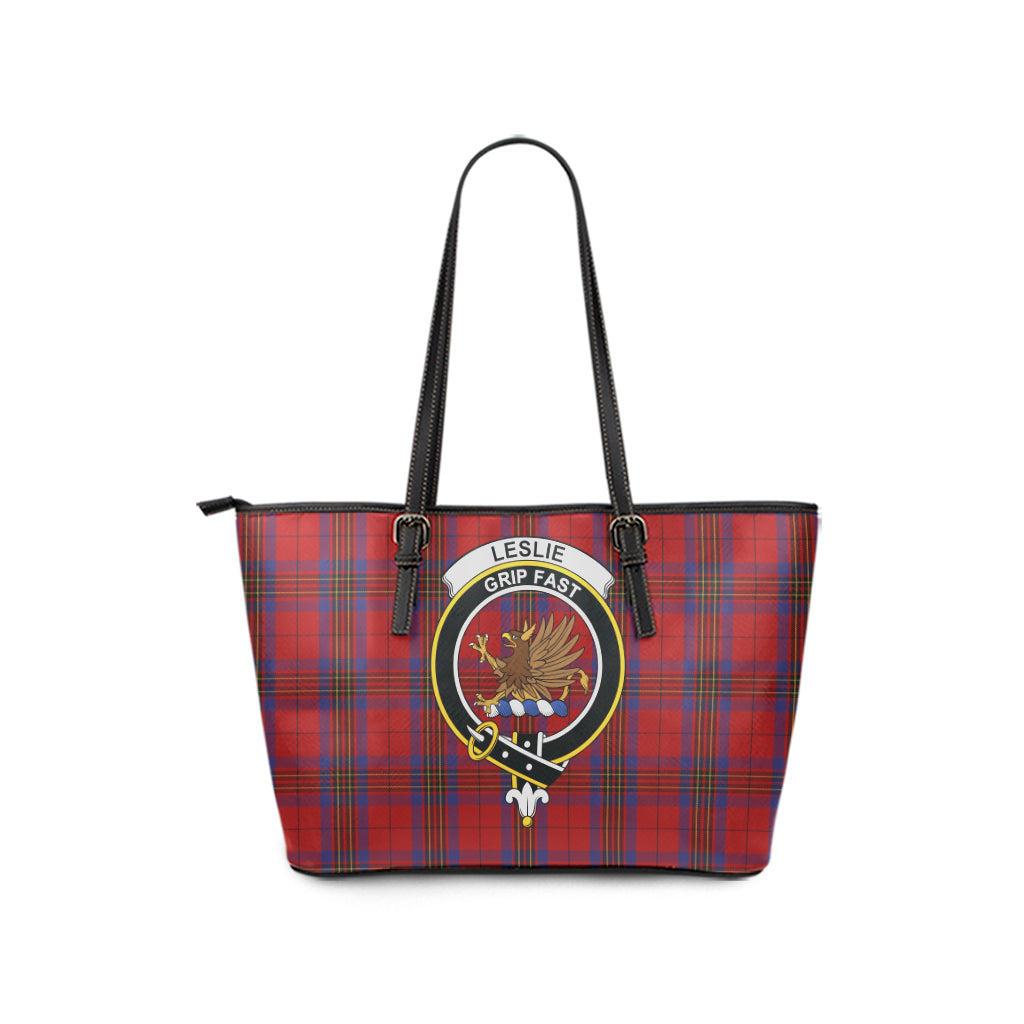 scottish-leslie-red-clan-crest-tartan-leather-tote-bags