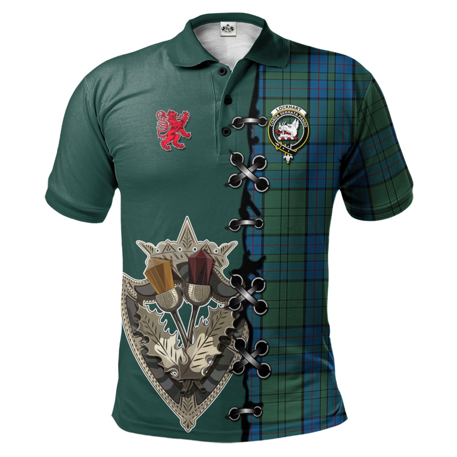 scottish-lockhart-clan-crest-tartan-lion-rampant-and-celtic-thistle-polo-shirt