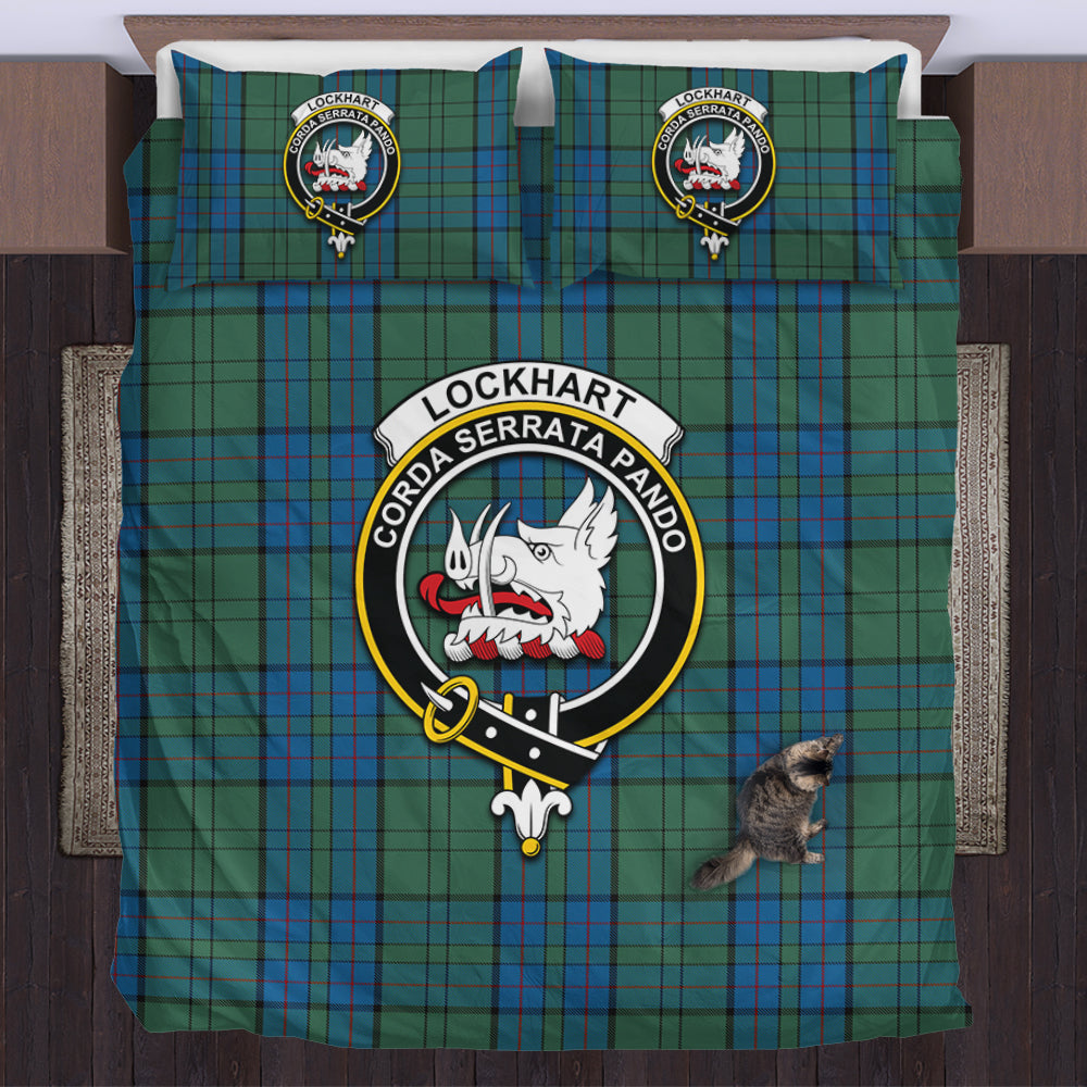 scottish-lockhart-clan-crest-tartan-bedding-set