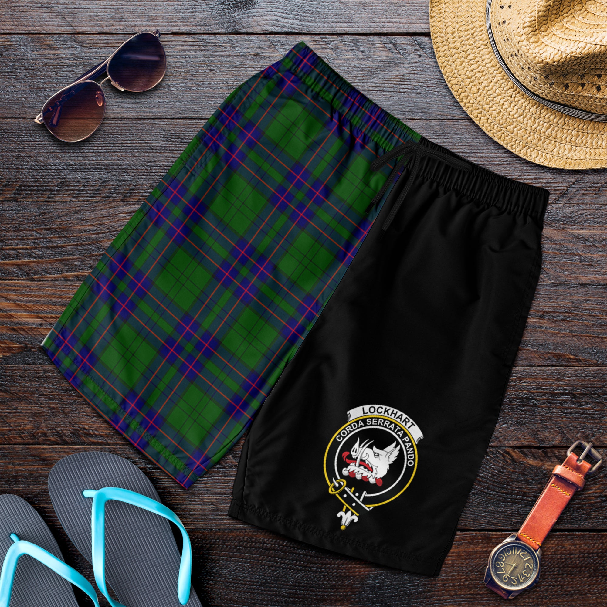 scottish-lockhart-modern-clan-crest-tartan-half-of-me-men-shorts