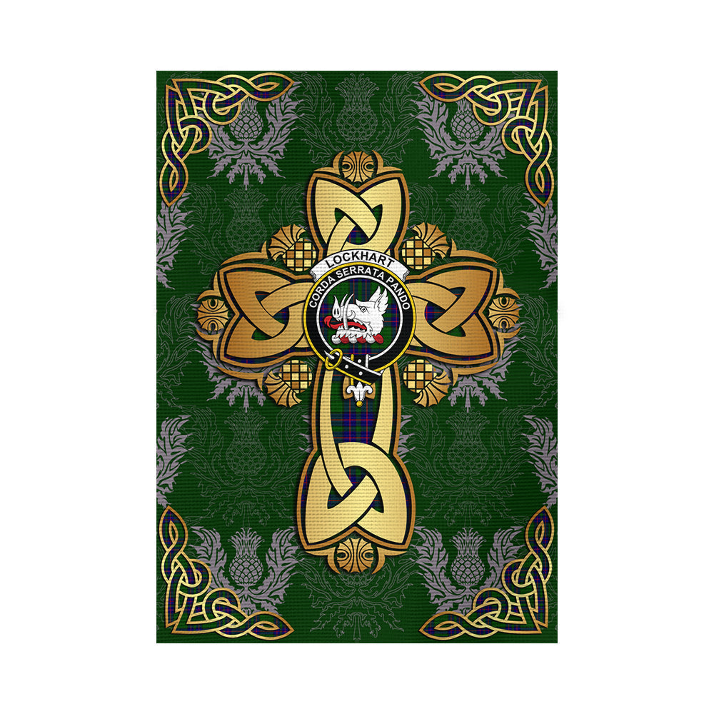 scottish-lockhart-modern-clan-crest-tartan-golden-celtic-thistle-garden-flag
