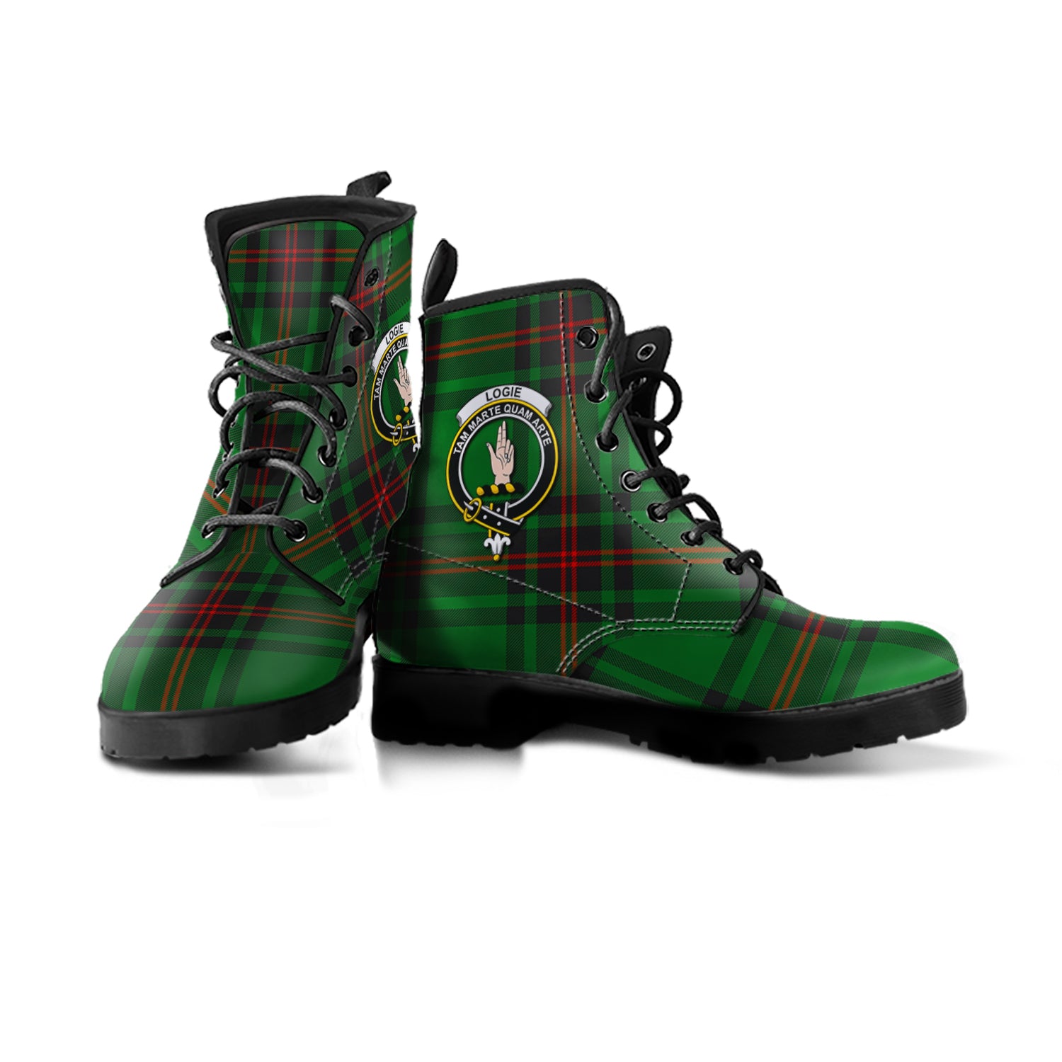 scottish-logie-clan-crest-tartan-leather-boots