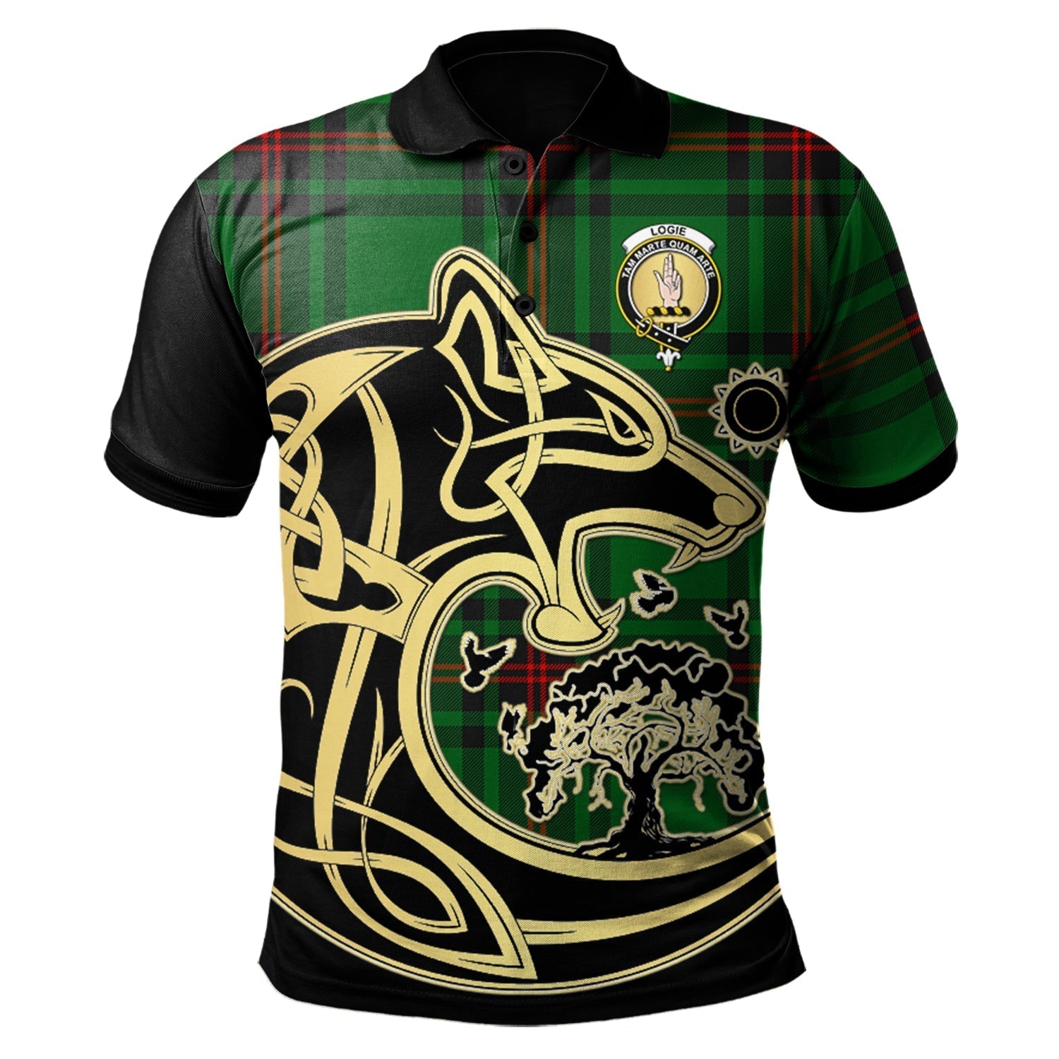 scottish-logie-clan-crest-tartan-celtic-wolf-style-polo-shirt