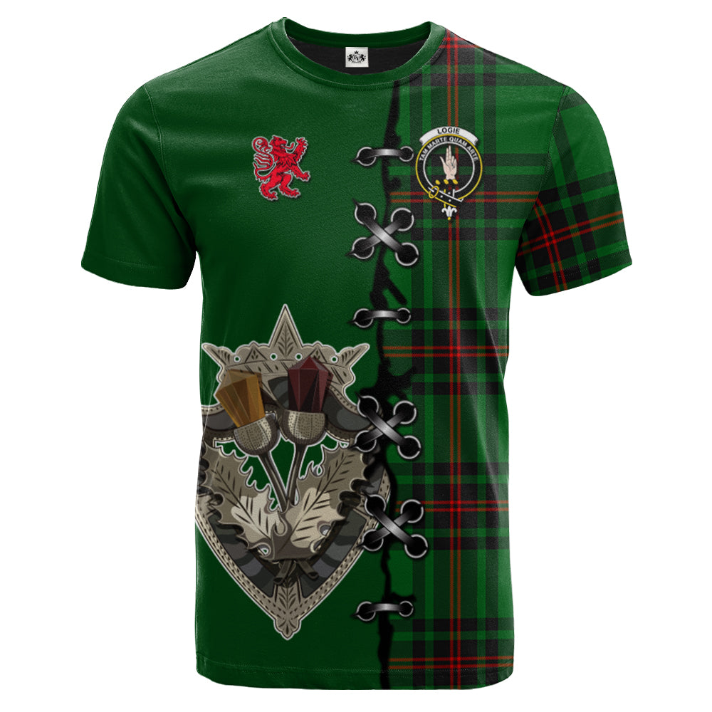 scottish-logie-clan-crest-tartan-lion-rampant-and-celtic-thistle-t-shirt