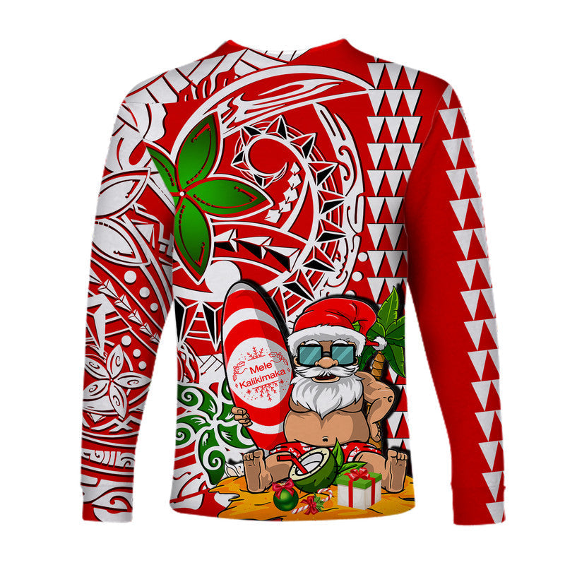 Hawaii Mele Kalikimaka Santa Claus Beach Long Sleeve Shirts LT6 - Wonder Print Shop