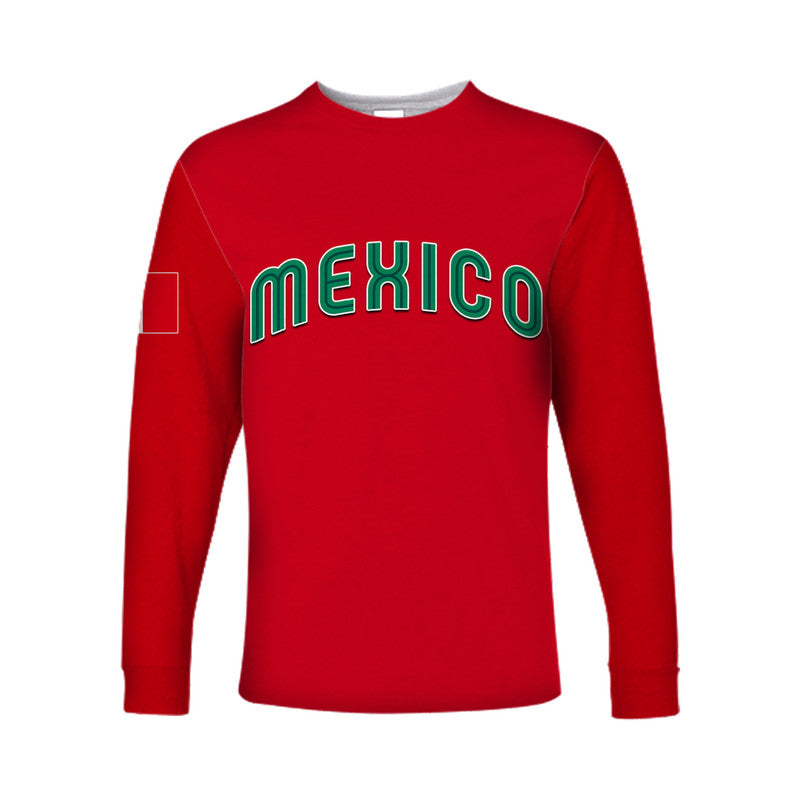 (Custom Personalised And Number) Baseball 2023 Mexico Long Sleeve Shirts Red Style LT6 - Wonder Print Shop