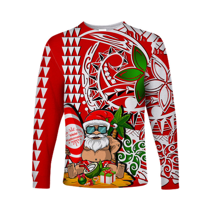 Hawaii Mele Kalikimaka Santa Claus Beach Long Sleeve Shirts LT6 - Wonder Print Shop