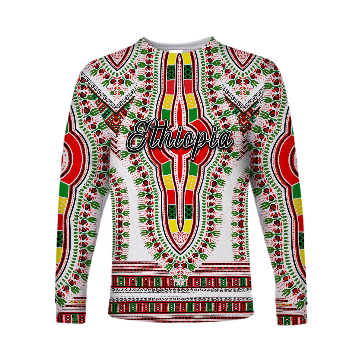 (Custom Personalised) Ethiopia Long Sleeve Shirt Dashiki White Style LT6 - Wonder Print Shop