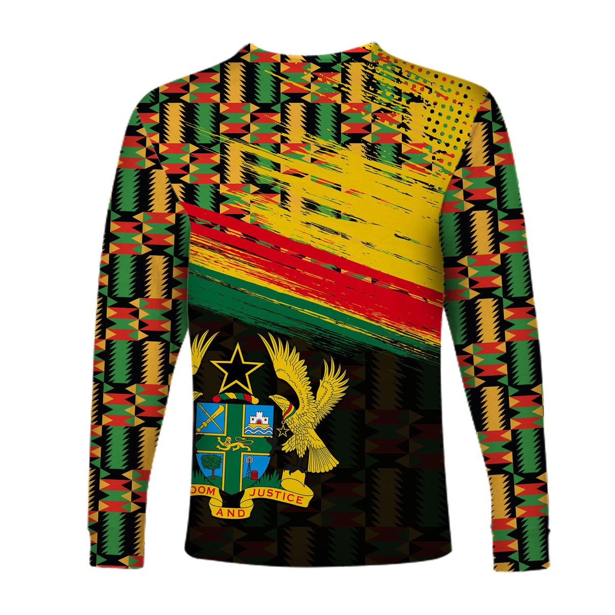 Ghana Long Sleeve Shirt Polygonal LT6 - Wonder Print Shop