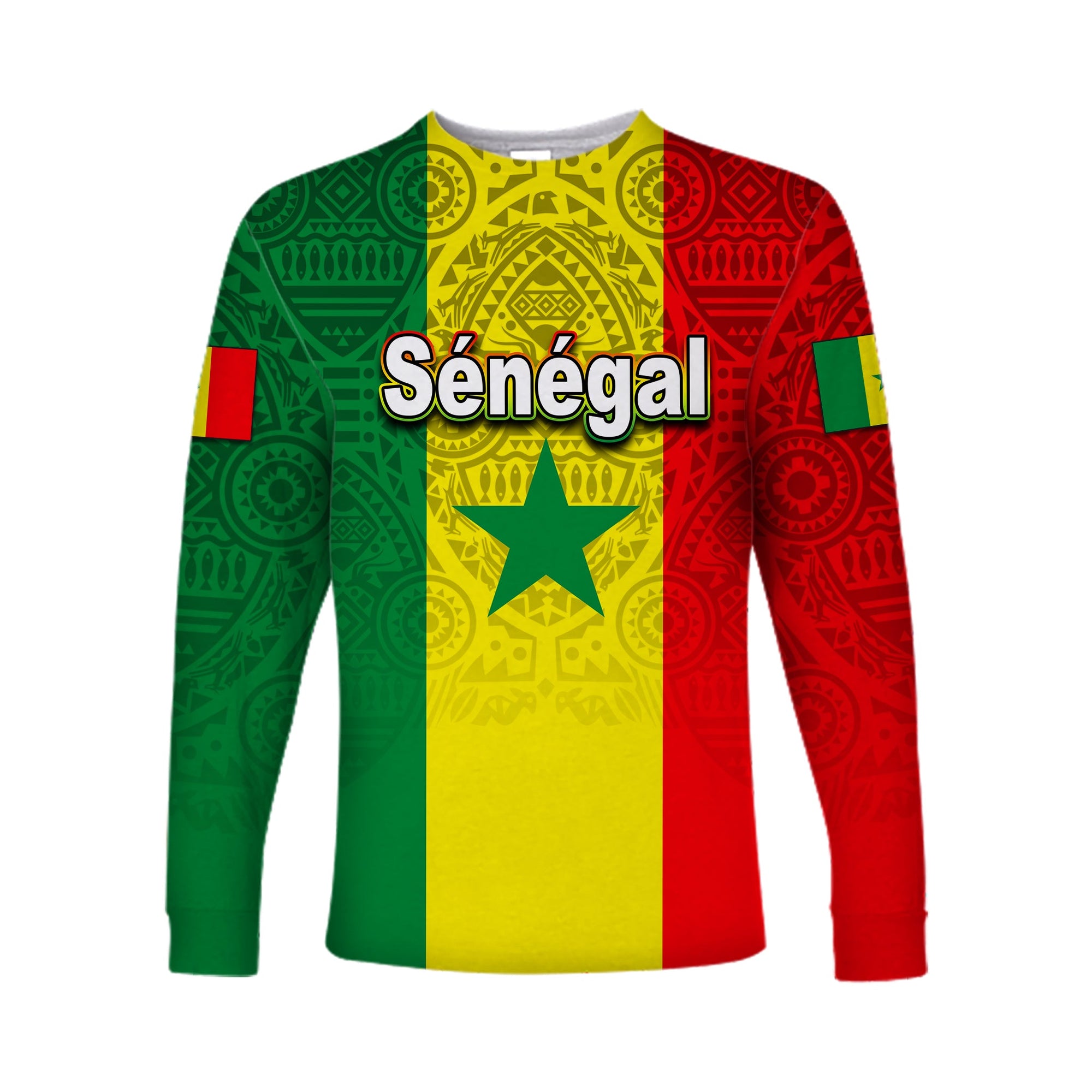 Senegal Independence Day Long Sleeve Shirts African Pattens LT6 - Wonder Print Shop
