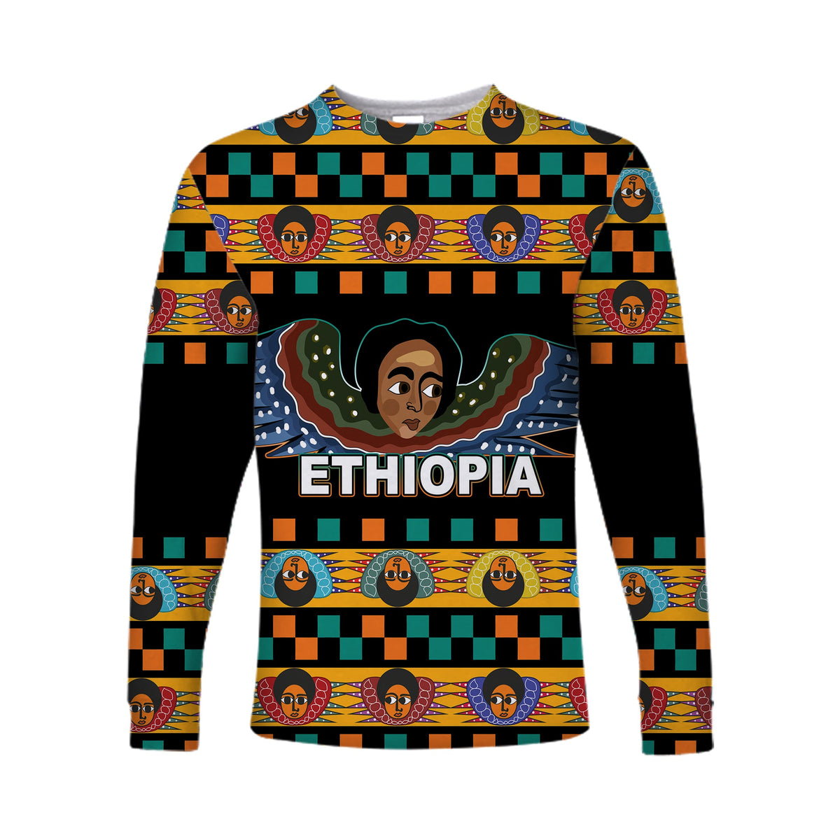 (Custom Personalised) Ethiopia Long Sleeve Shirts Ethiopian Church Angels Black LT6 - Wonder Print Shop