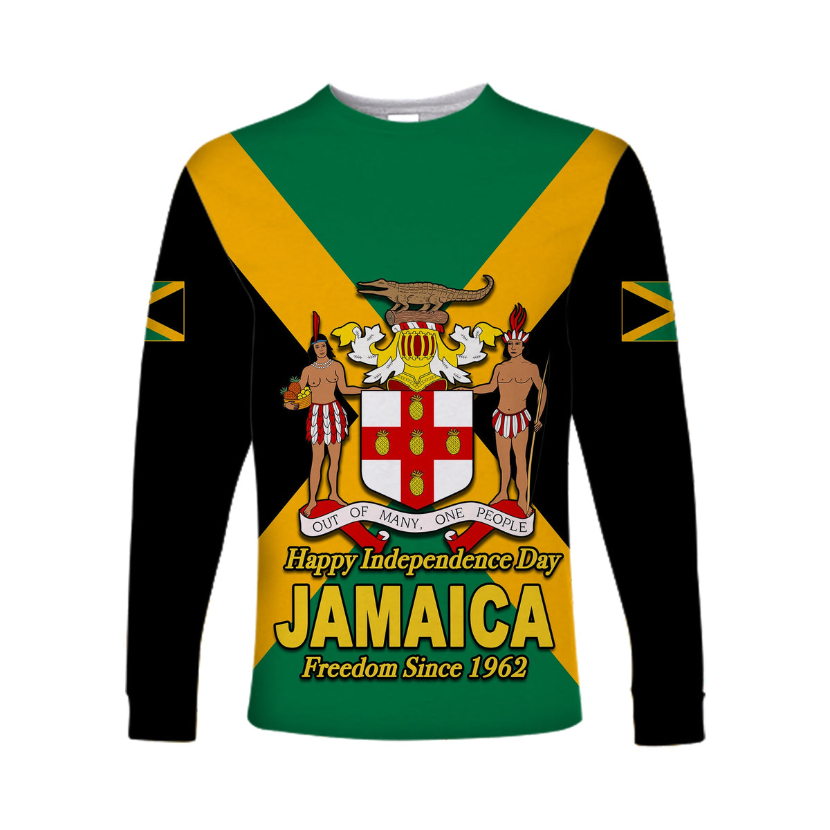 Jamaica Independence Day Long Sleeve Shirts Coat Of Arms LT6 - Wonder Print Shop