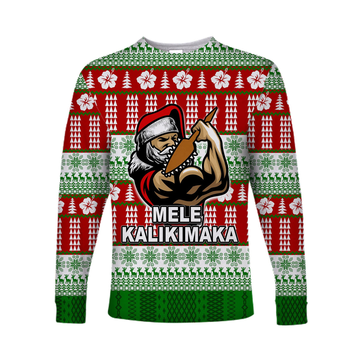 Hawaiian Santa Claus Warrior Long Sleeve Shirt Christmas LT6 - Wonder Print Shop