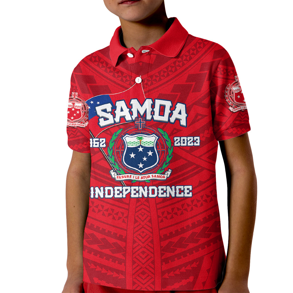 Samoa Independence Polo Shirt for Kid 2023 Red Style LT6 - Wonder Print Shop