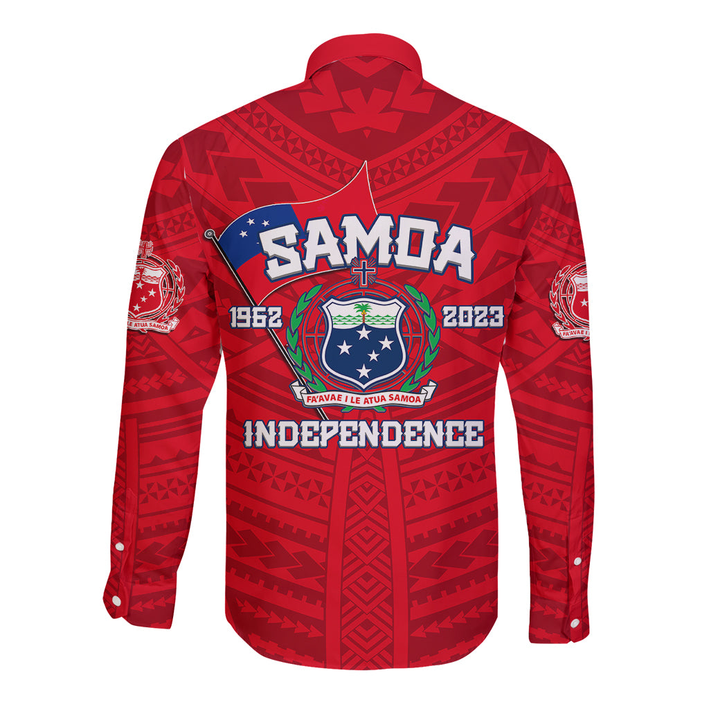 Samoa Independence Long Sleeve Button Shirt 2023 Red Style LT6 - Wonder Print Shop