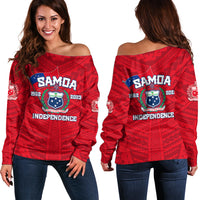 Samoa Independence Off Shoulder Sweater 2023 Red Style LT6 - Wonder Print Shop