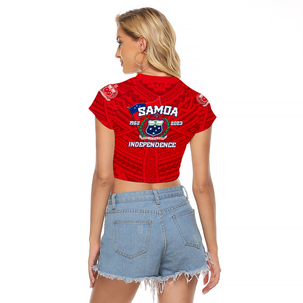 Samoa Independence Raglan Cropped T Shirt 2023 Red Style LT6 - Wonder Print Shop