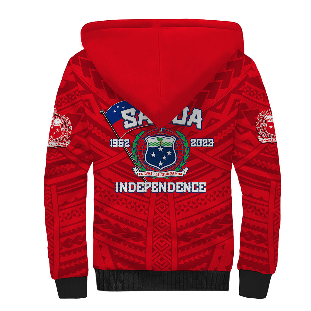 Samoa Independence Sherpa Hoodie 2023 Red Style LT6 - Wonder Print Shop