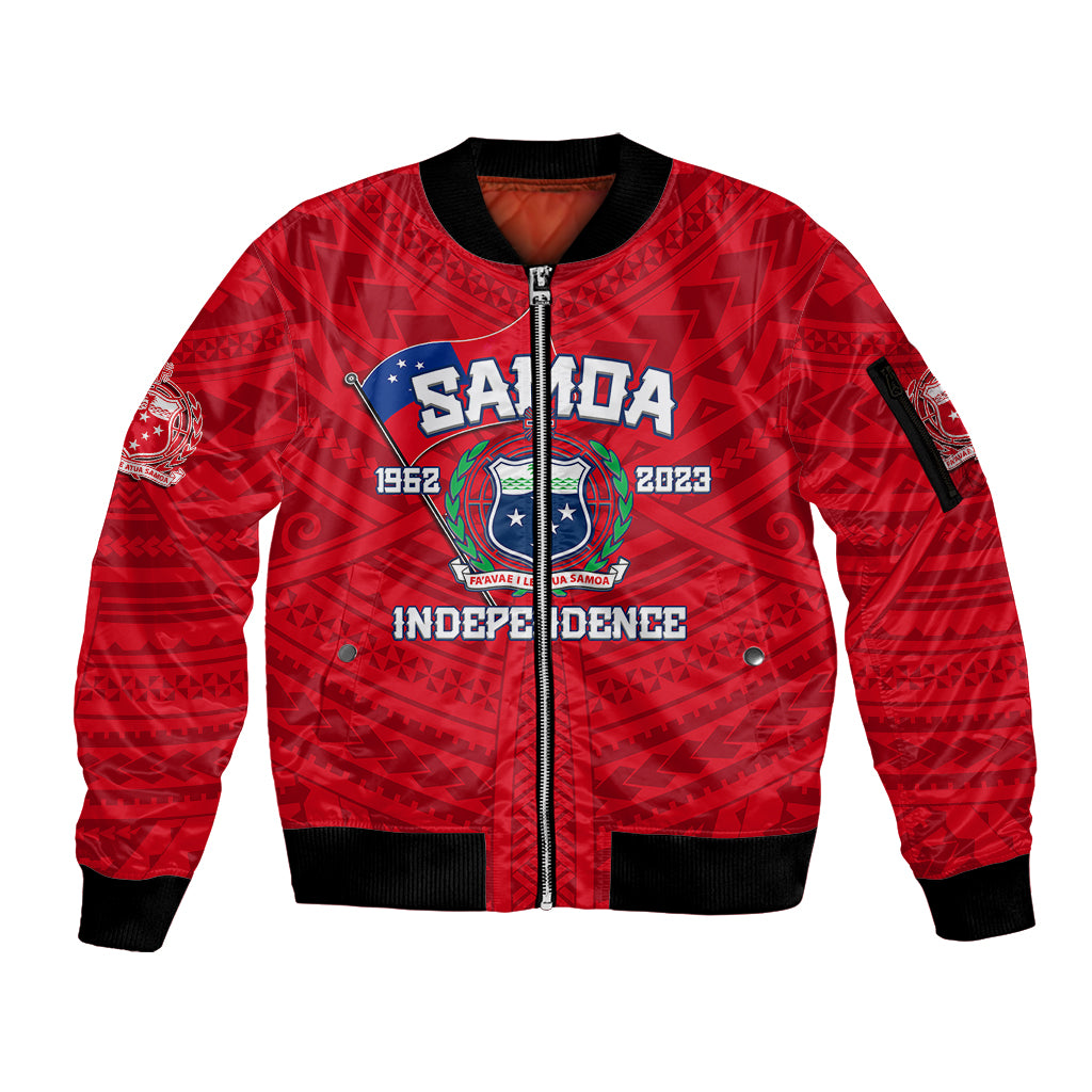 Samoa Independence Sleeve Zip Bomber Jacket 2023 Red Style LT6 - Wonder Print Shop