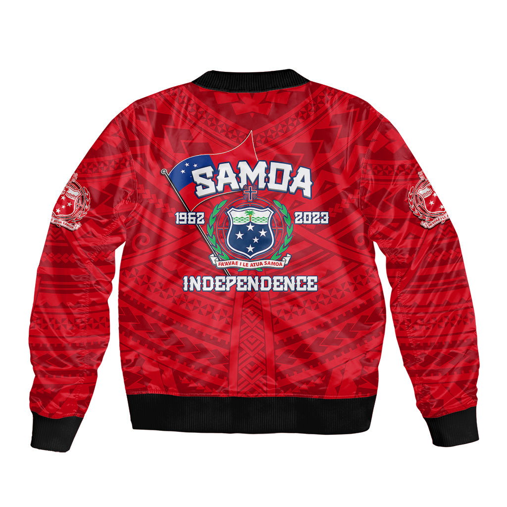Samoa Independence Sleeve Zip Bomber Jacket 2023 Red Style LT6 - Wonder Print Shop