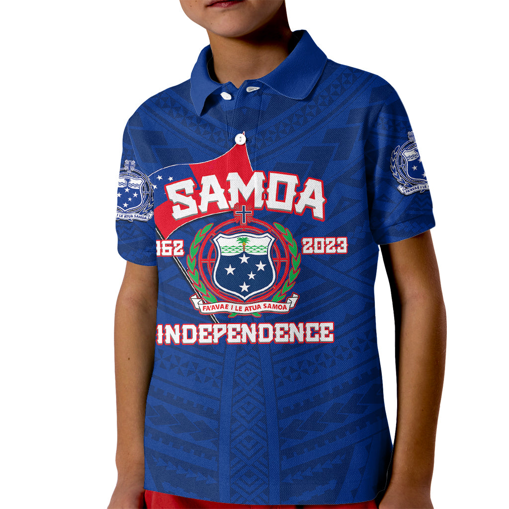 Samoa Independence Polo Shirt for Kid 2023 Blue Style LT6 - Wonder Print Shop