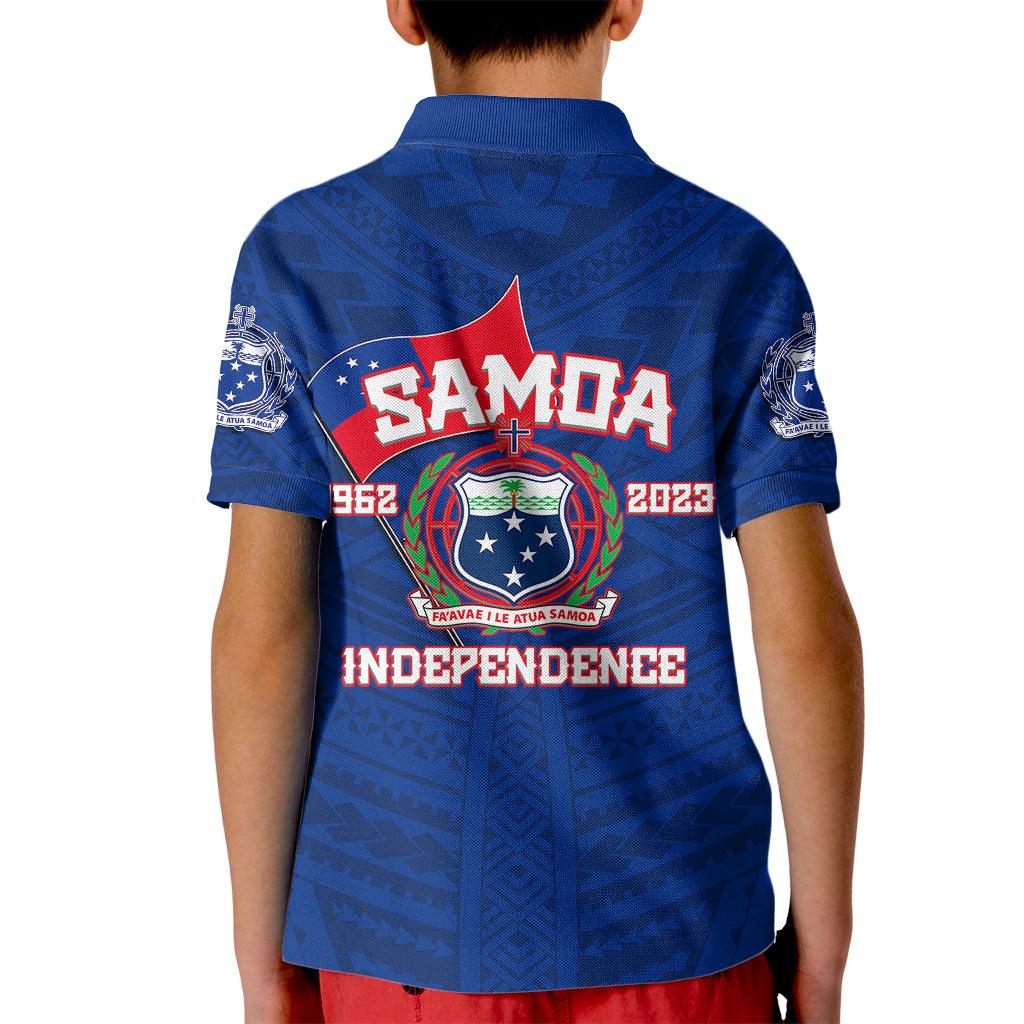 Samoa Independence Polo Shirt for Kid 2023 Blue Style LT6 - Wonder Print Shop