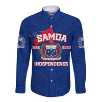 Samoa Independence Long Sleeve Button Shirt 2023 Blue Style LT6 - Wonder Print Shop