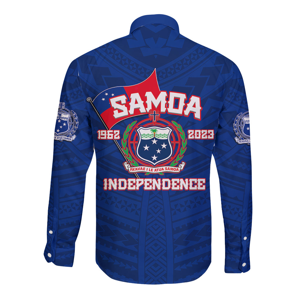 Samoa Independence Long Sleeve Button Shirt 2023 Blue Style LT6 - Wonder Print Shop