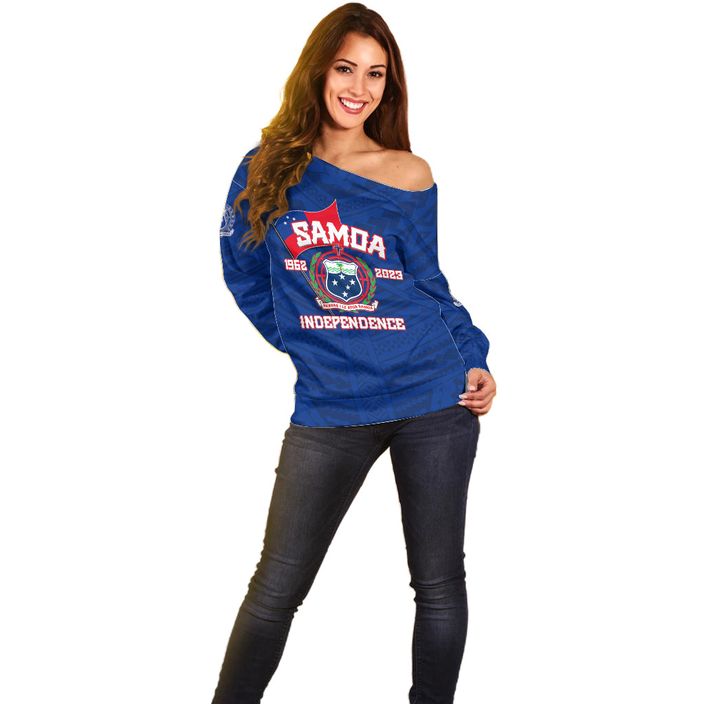 Samoa Independence Off Shoulder Sweater 2023 Blue Style LT6 - Wonder Print Shop